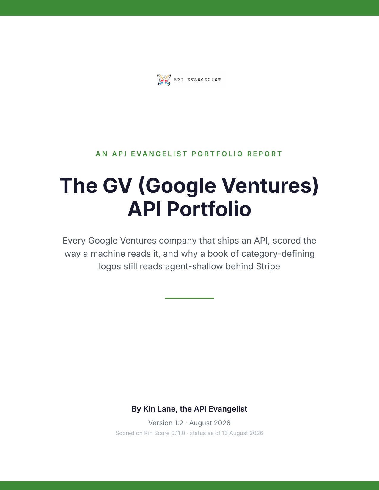 The GV (Google Ventures) API Portfolio cover