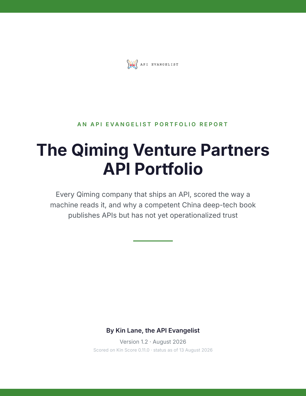 The Qiming Venture Partners API Portfolio cover
