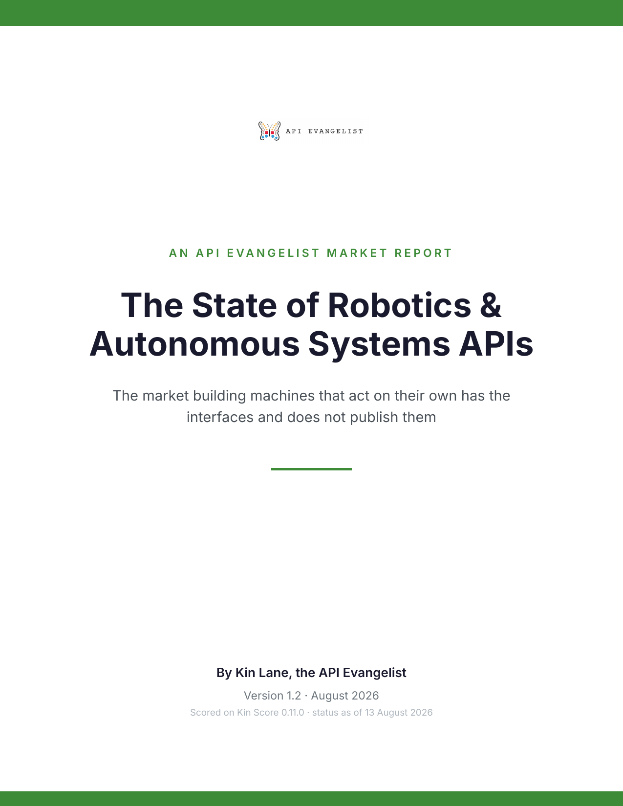 The State of Robotics & Autonomous Systems APIs cover